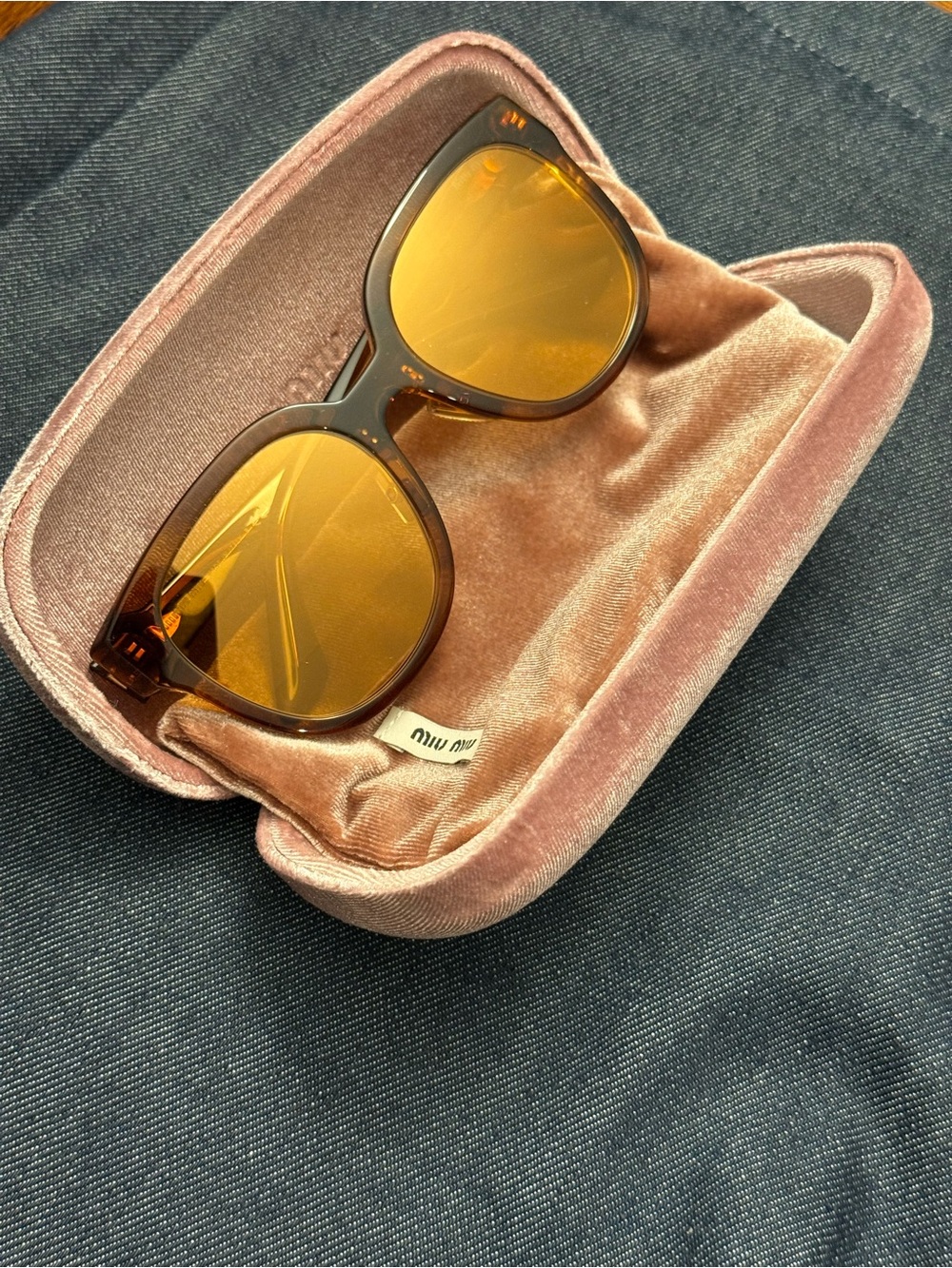 Miu Miu Brown Frame Sunglasses with Amber Lenses